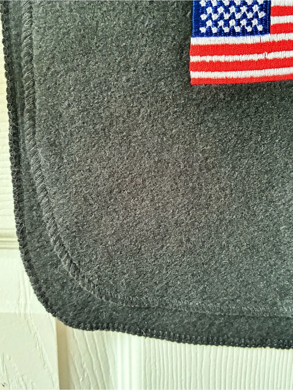 USA Flag Embroidered Black Fleece Scarf Soft Warm Patriotic Style 54